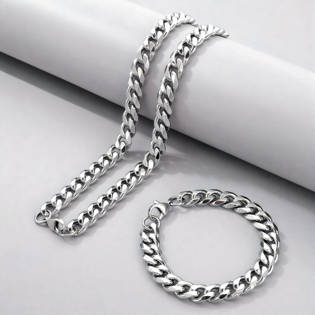 Chaine cubaine 10 mm en acier inoxydable, mailles épaisses, style streetwear pour hommes