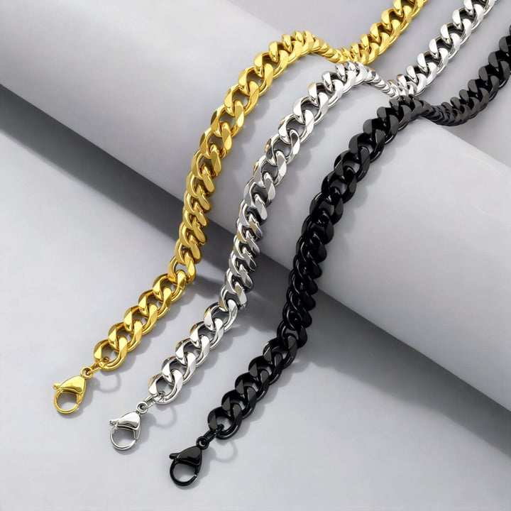 Chaine cubaine 10 mm en acier inoxydable, mailles épaisses, style streetwear pour hommes