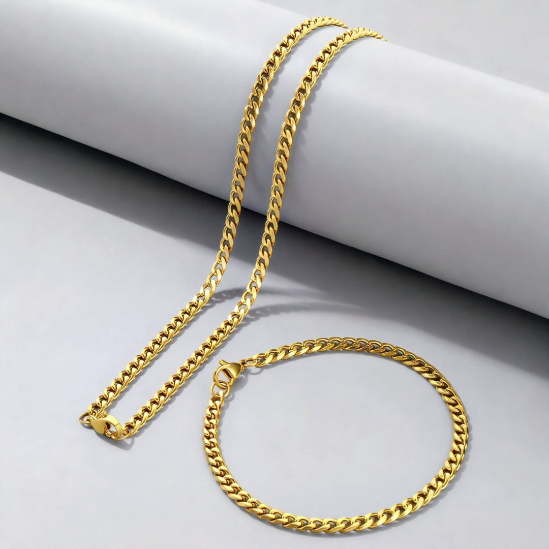 Chaine cubaine 4 mm en acier inoxydable, fermoir mousqueton,  style urbain, pour hommes