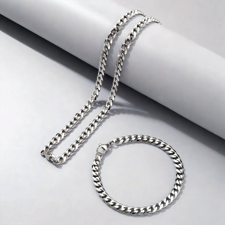 Chaine cubaine 6 mm en acier inoxydable, fermoir mousqueton, style affirmé pour hommes