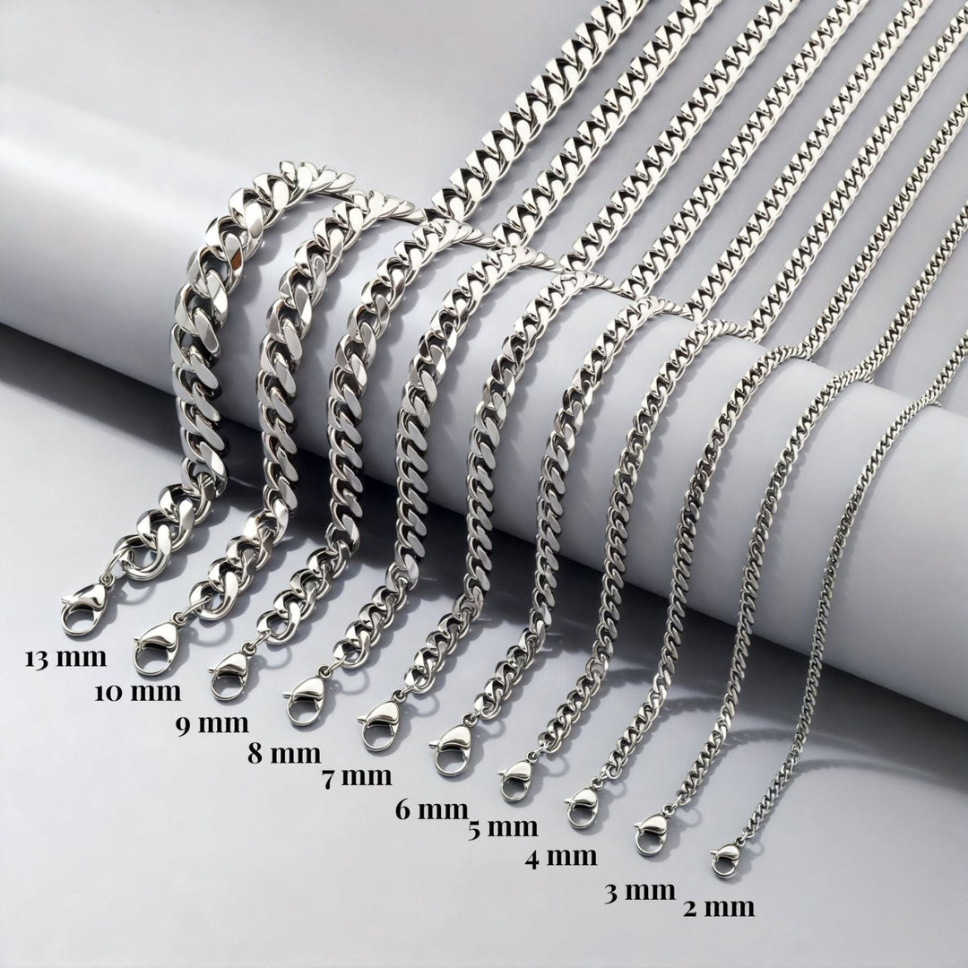 Chaine cubaine 6 mm en acier inoxydable, fermoir mousqueton, style affirmé pour hommes