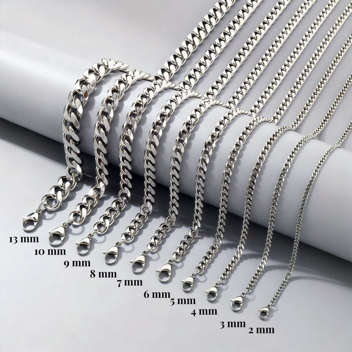 Chaine cubaine 6 mm en acier inoxydable, fermoir mousqueton, style affirmé pour hommes