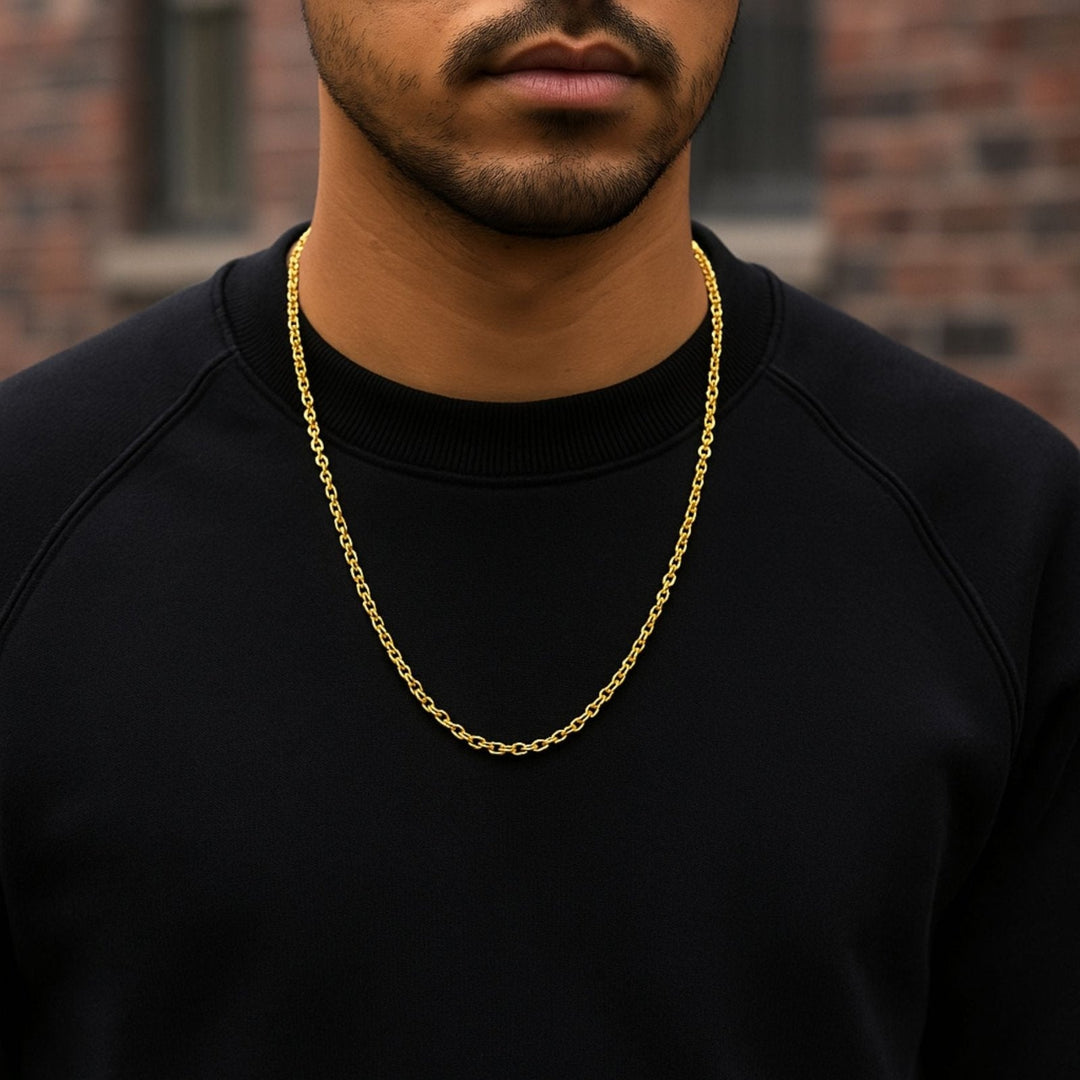 Chaîne forçat 3 mm pour homme, en acier inoxydable